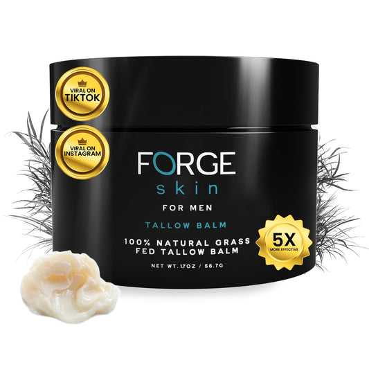 Forge Skin Men's Wrinkle Defense Beef Tallow Balm for Skin- 1.77 OZ | Mens Skin Care Anti-Aging Wagyu Face Cream - Facial Skincare Moisturizer for Wrinkles, Dark Circles, and Fine Lines