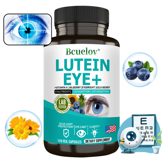 Lutein Eye + Vitamins - 9 in 1 Zeaxanthin Eyebright Bilberry Supplement Retina Eye Lens Healthy Night Vision